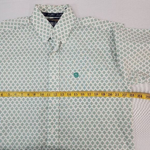 Wrangler George Strait Size Medium Men's Short Sleeve Button-up Collar White/Gre - Picture 4 of 7